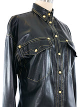 Gianni Versace Leather Western Shirt Jacket Top arcadeshops.com