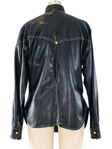 Voorspeller knal moreel Gianni Versace Leather Western Shirt Jacket
