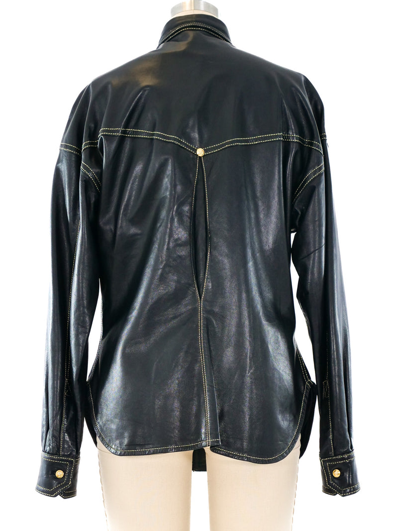 Gianni Versace Leather Western Shirt Jacket Top arcadeshops.com
