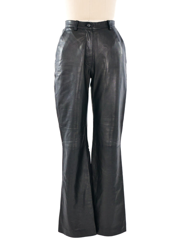 Prada Black Leather Trousers Bottom arcadeshops.com