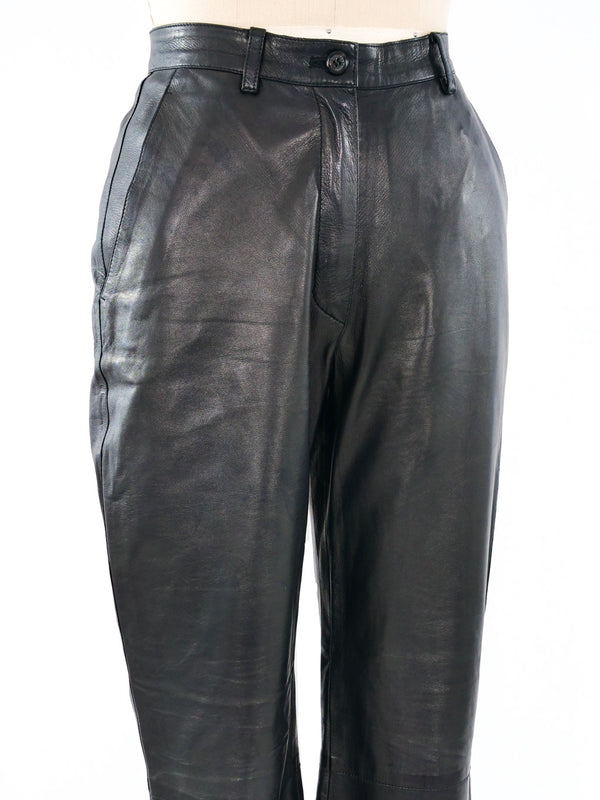 Prada Black Leather Trousers Bottom arcadeshops.com