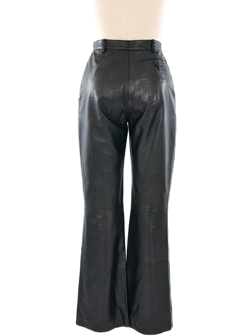 Prada Black Leather Trousers Bottom arcadeshops.com