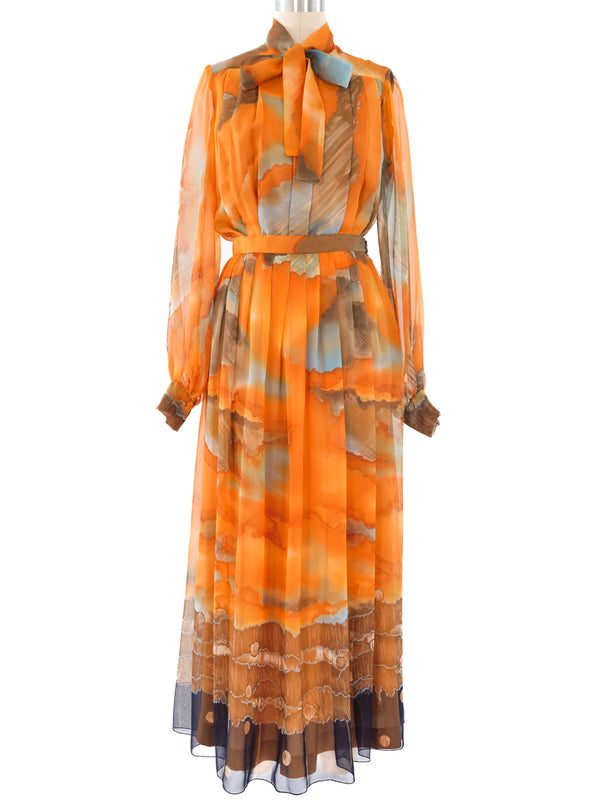 1970's Sunset Chiffon Maxi Skirt Ensemble Suit arcadeshops.com