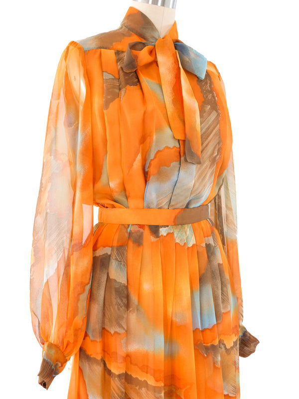 1970's Sunset Chiffon Maxi Skirt Ensemble Suit arcadeshops.com