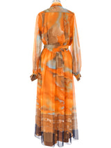 1970's Sunset Chiffon Maxi Skirt Ensemble Suit arcadeshops.com