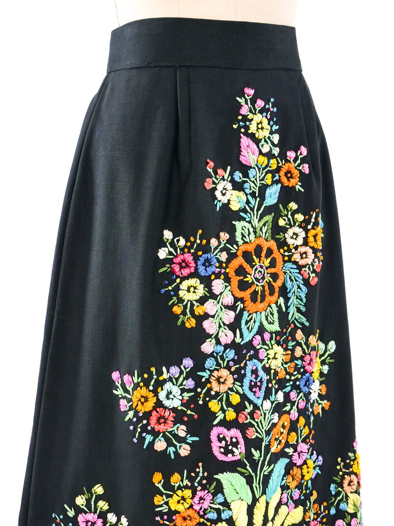 Raffia Embroidered Maxi Skirt Bottom arcadeshops.com