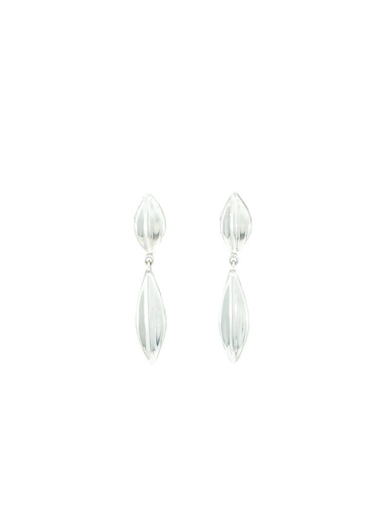 Fluted Sterling Silver Drop Earrings Jewelry arcadeshops.com