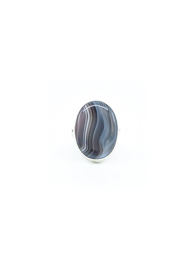 Banded Agate Sterling Statement Ring Jewelry arcadeshops.com