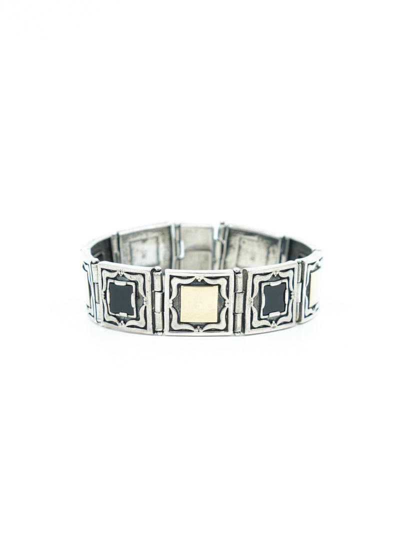 Gothic Sterling Silver Onyx Link Bracelet Jewelry arcadeshops.com