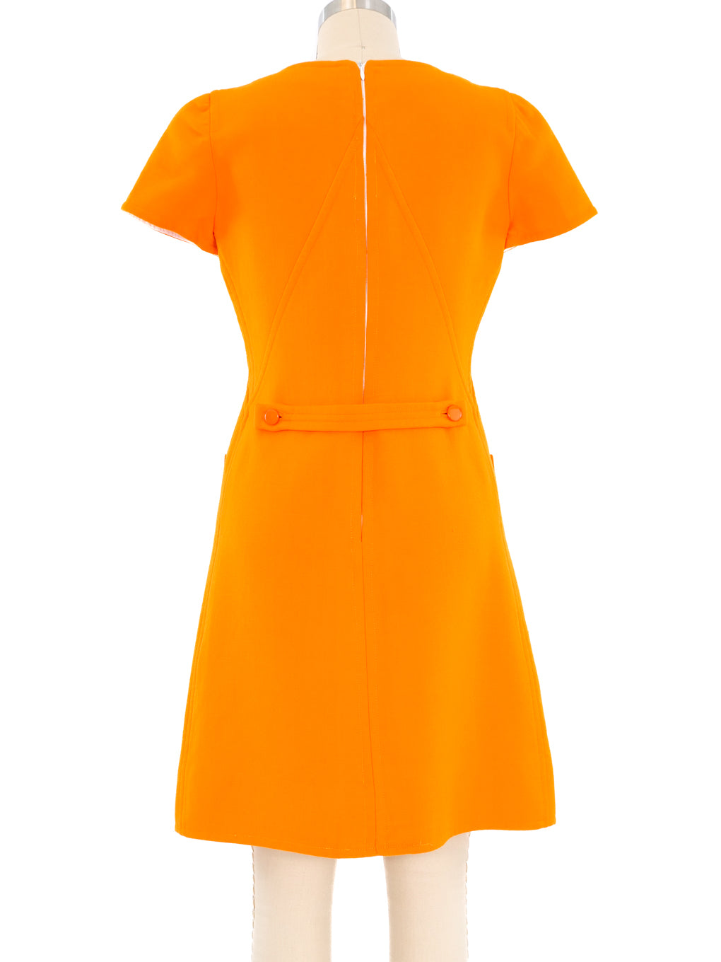 strapless open back dress Courreges Orange Wool Shift Dress