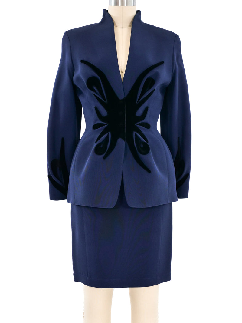 Thierry Mugler Velvet Applique Skirt Suit Suit arcadeshops.com