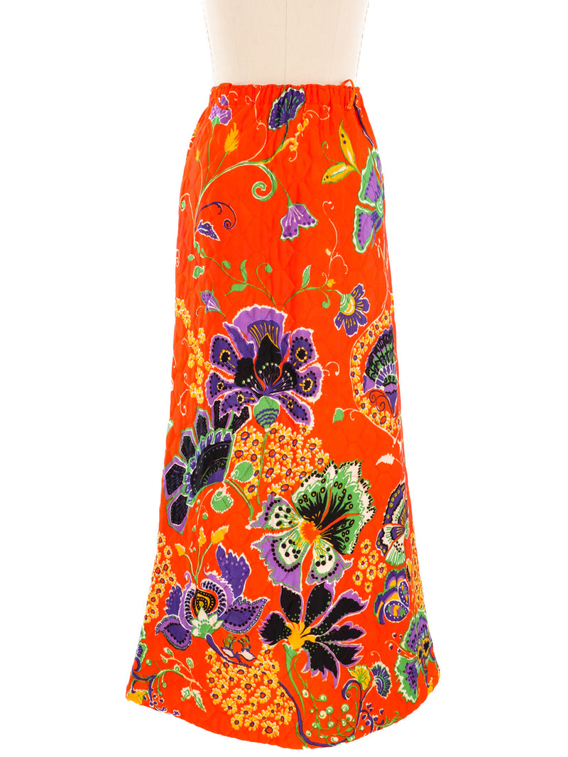 Quilted Floral Maxi Skirt Bottom arcadeshops.com