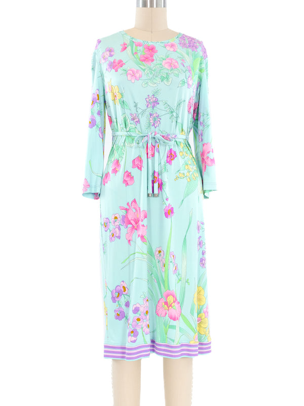 Leonard Paris Floral Printed Silk Jersey Dress Dress arcadeshops.com