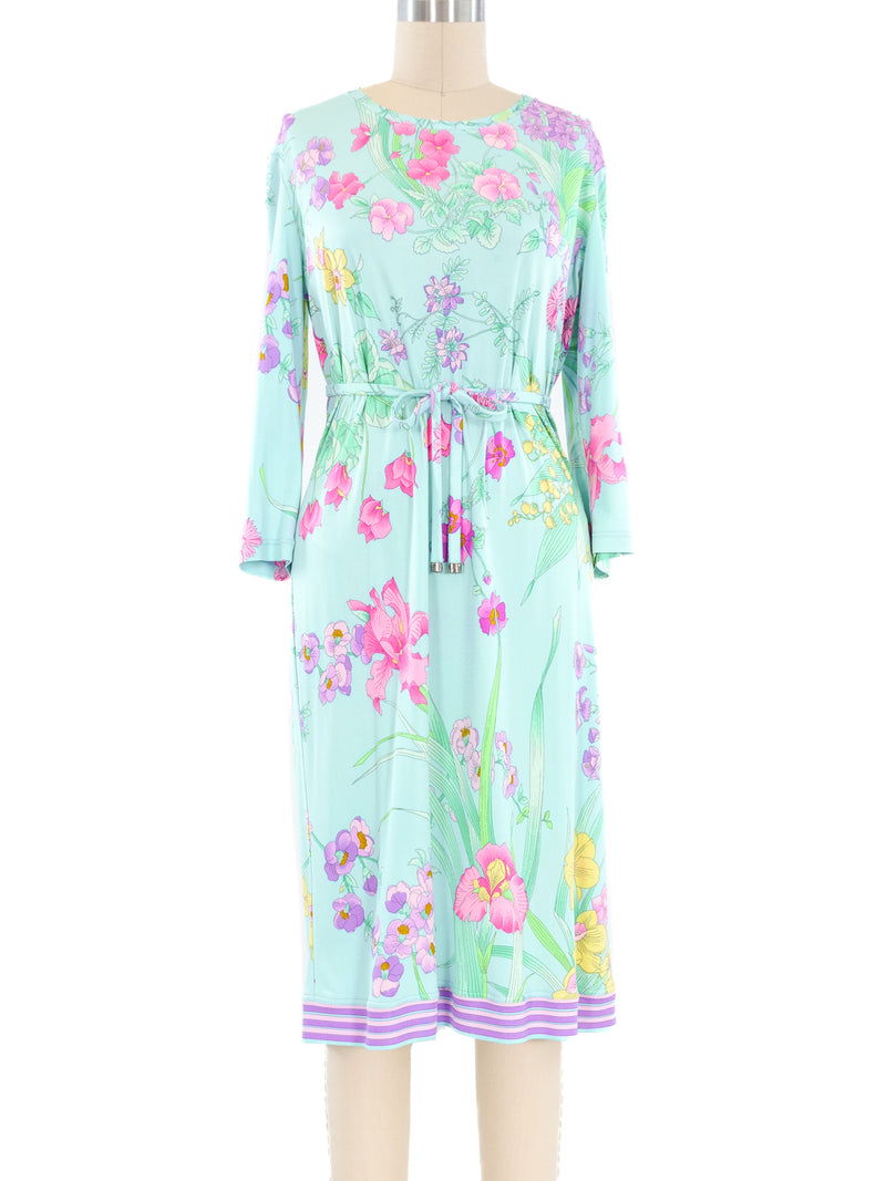 Leonard Paris Floral Printed Silk Jersey Dress Dress arcadeshops.com