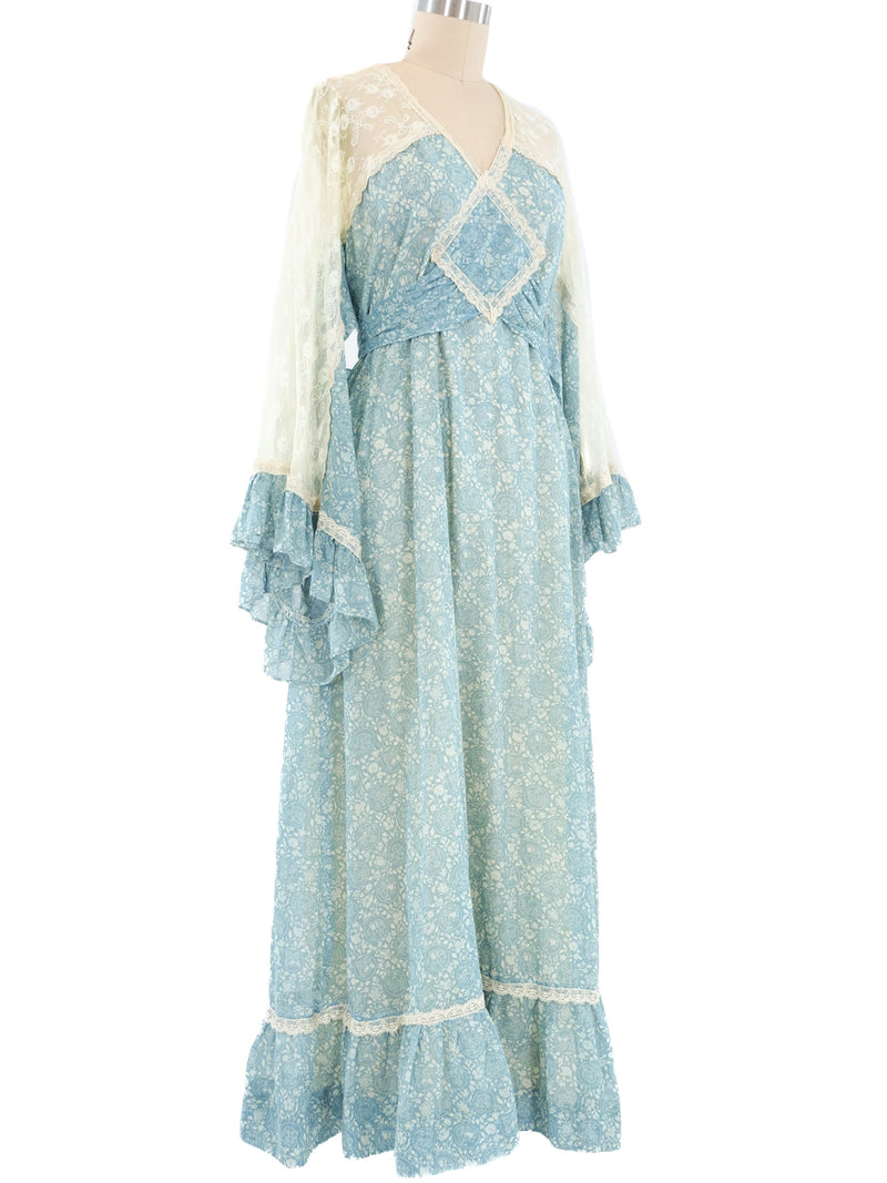 Gunne Sax Floral and Lace Dress Dress arcadeshops.com