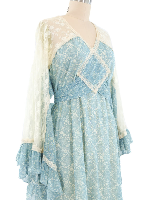 Gunne Sax Floral and Lace Dress Dress arcadeshops.com