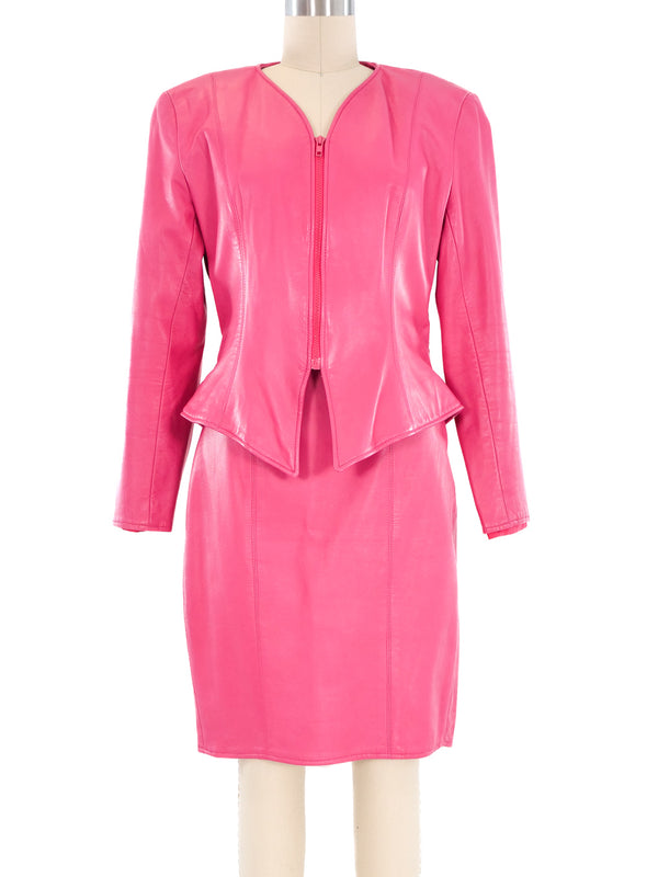 Hot Pink Leather Skirt Suit Suit arcadeshops.com