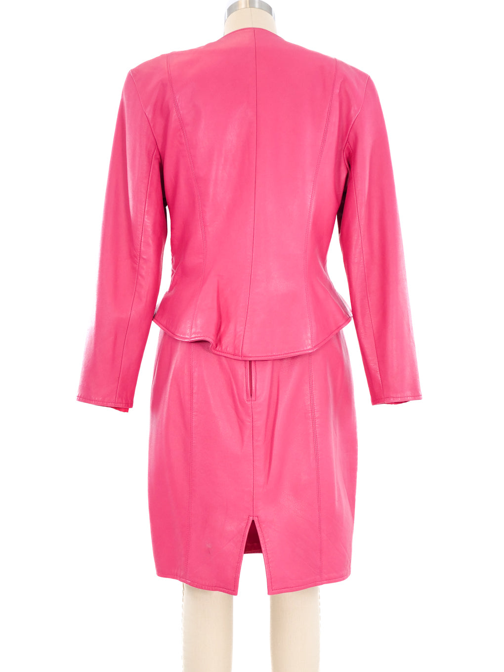 FBRB Hot Pink Leather Skirt Suit