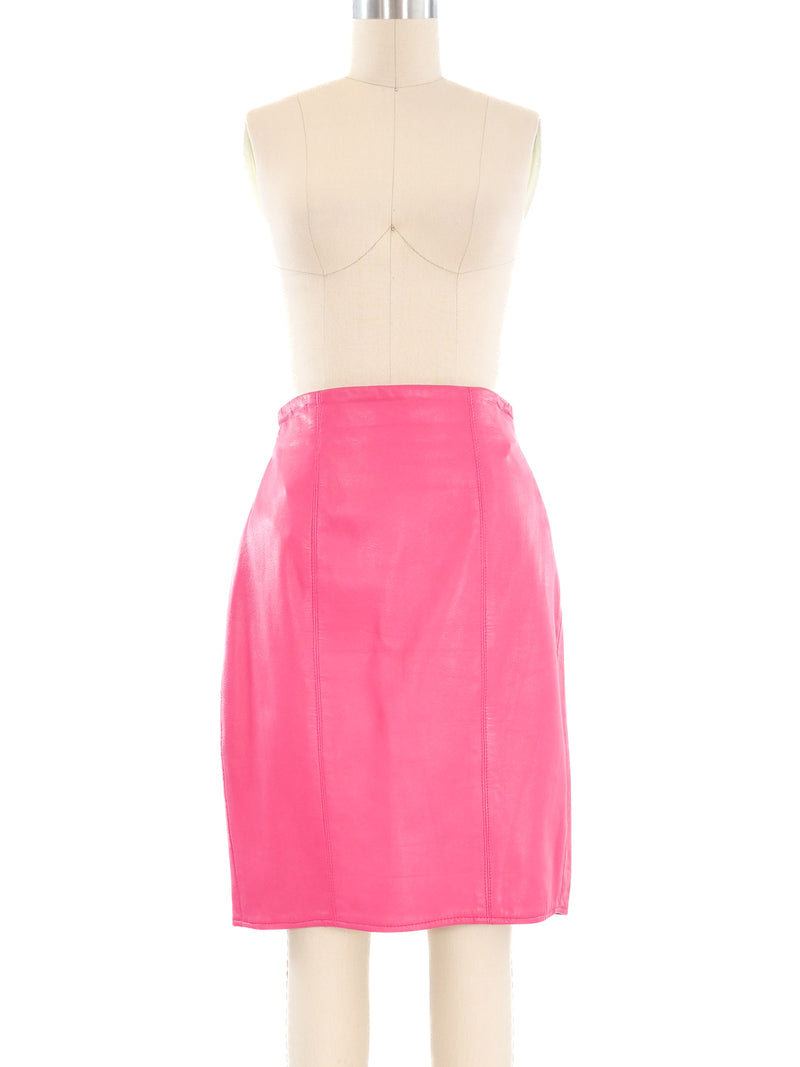 Hot Pink Leather Skirt Suit Suit arcadeshops.com