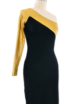 Donna Karan One Shoulder Metallic Gown Dress arcadeshops.com