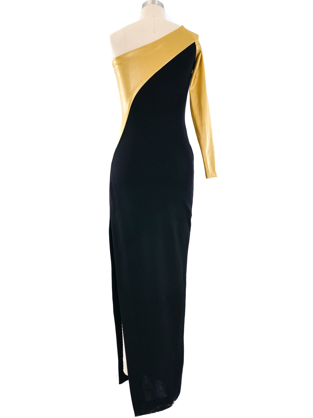 Donna Karan One Shoulder Metallic Gown