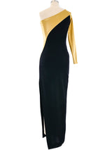 Donna Karan One Shoulder Metallic Gown Dress arcadeshops.com