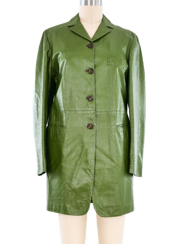 Jil Sander Moss Green Leather Jacket Jacket arcadeshops.com