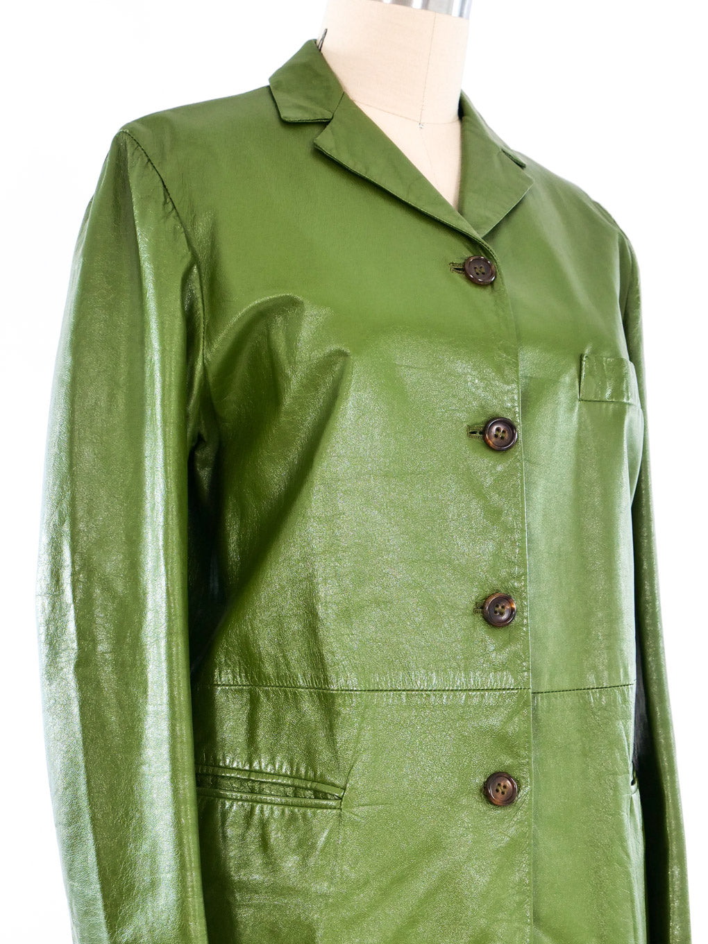 Jil Sander Moss Green Leather Jacket