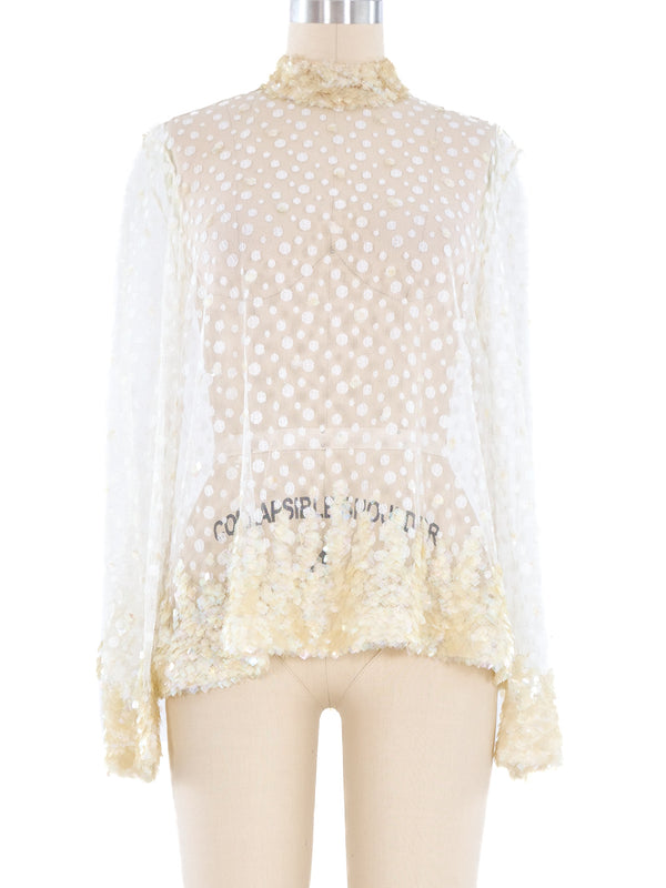 Dotted Net Top with Sequin Trim Top arcadeshops.com