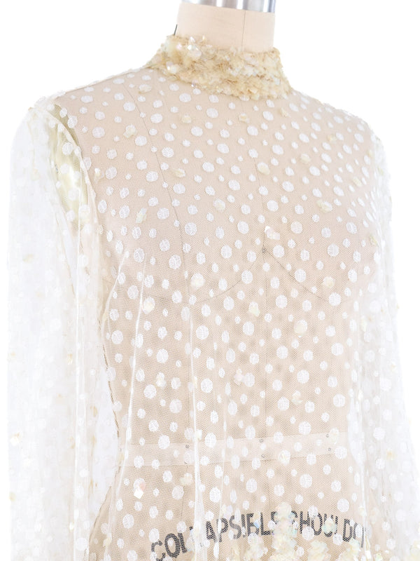 Dotted Net Top with Sequin Trim Top arcadeshops.com