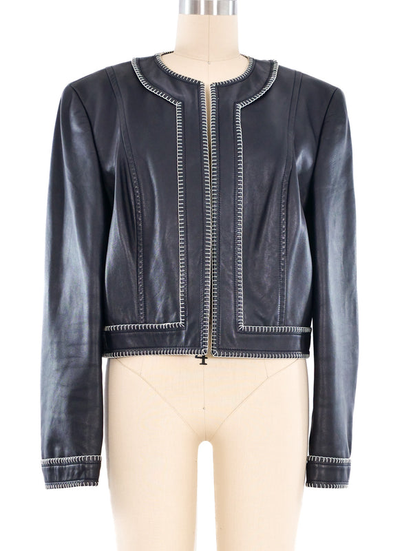 Escada Cropped Lamb Leather Jacket Jacket arcadeshops.com