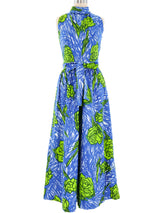 Rose Printed Hawaiian Palazzo Jumpsuit Jumpsuit arcadeshops.com