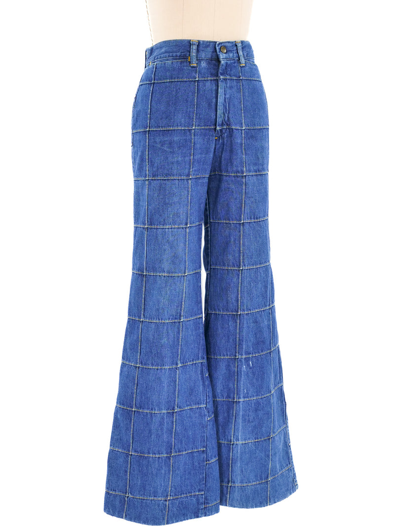 Patchwork Flared Denim Bottom arcadeshops.com