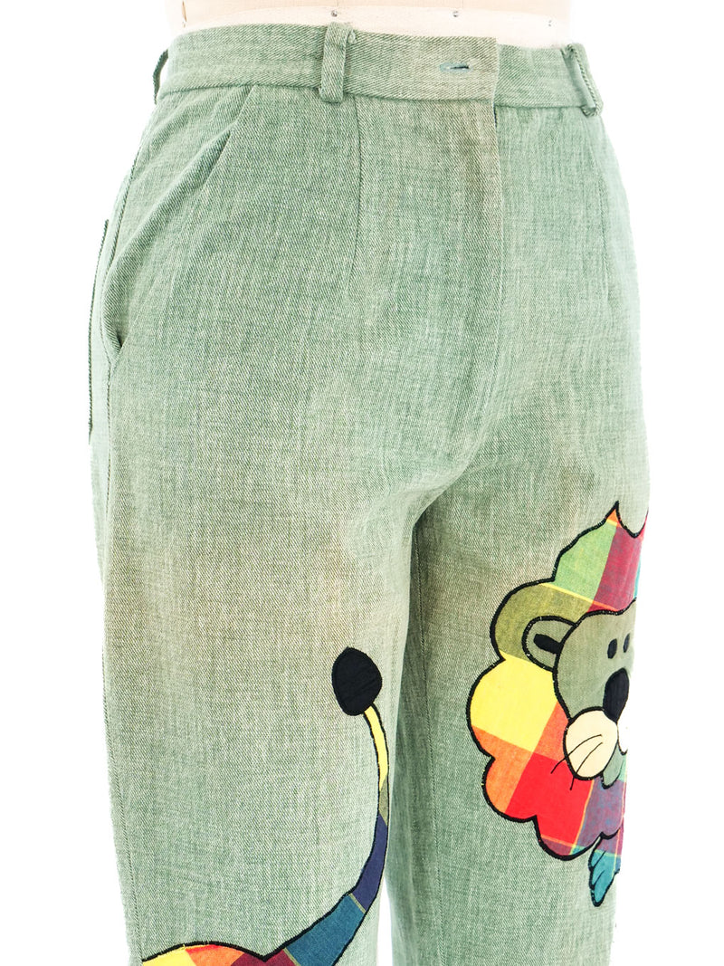 Lion Applique Chambray Khakis Bottom arcadeshops.com