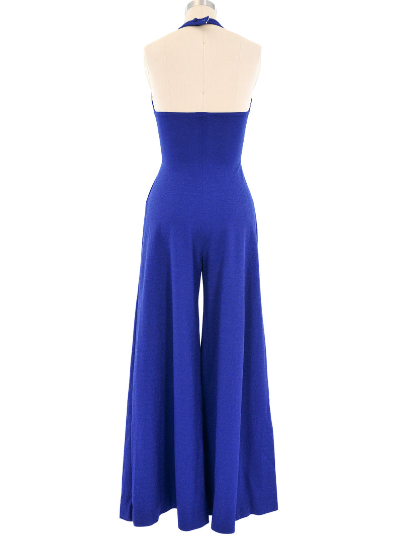 Navy Crepe Palazzo Halter Jumpsuit Jumpsuit arcadeshops.com