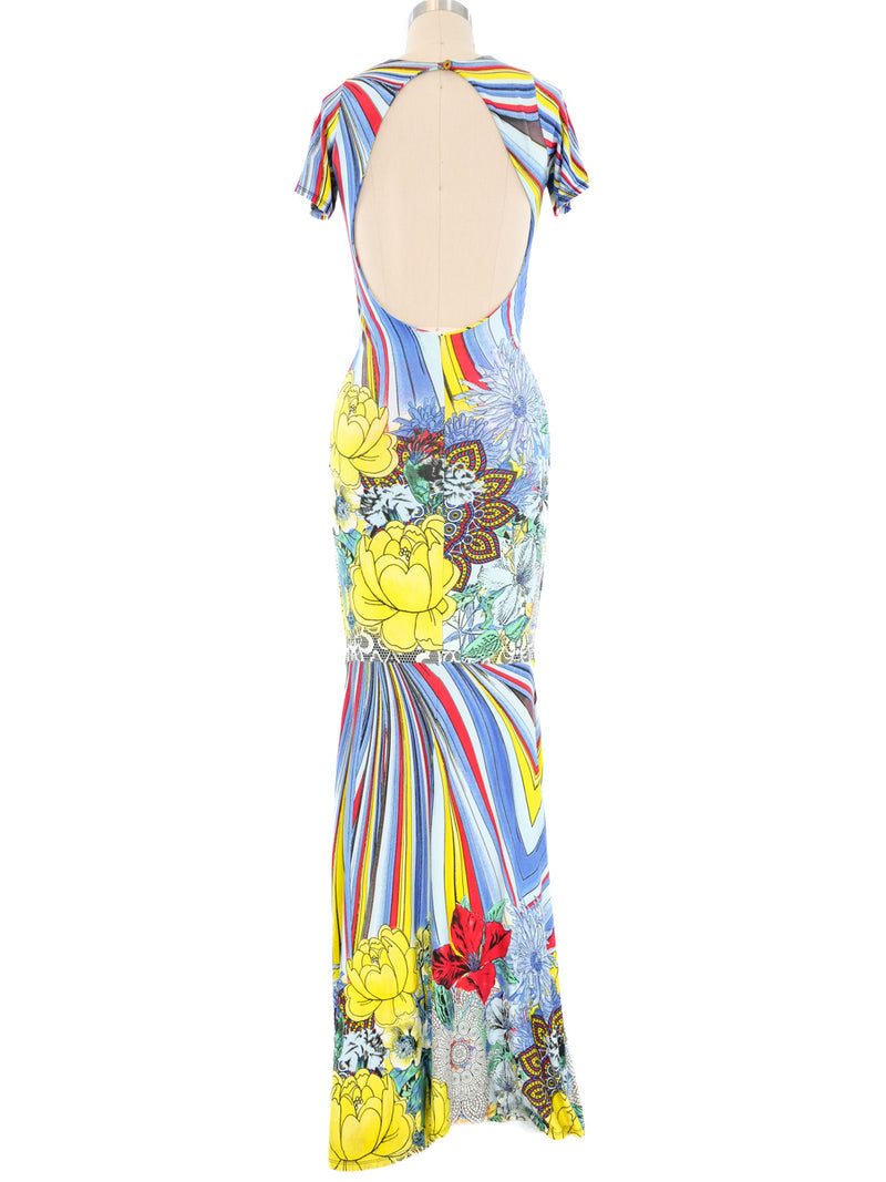 Floral Striped Jersey Maxi Dress Dress arcadeshops.com