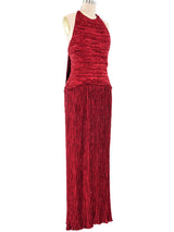 Mary McFadden Crystal Studded Pleated Gown Dress arcadeshops.com