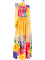 Christian Rupert Watercolor Floral Printed Silk Maxi Dress Dress arcadeshops.com