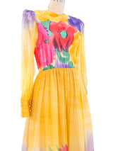 Christian Rupert Watercolor Floral Printed Silk Maxi Dress Dress arcadeshops.com