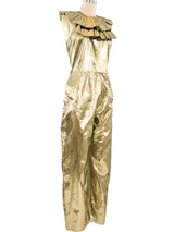 Metallic Gold Sleeveless Jumpsuit Jumpsuit arcadeshops.com