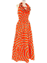 Floral Ruffled Halter Maxi Dress Dress arcadeshops.com