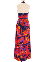 Graphic Paisley Halter Maxi Dress Dress arcadeshops.com
