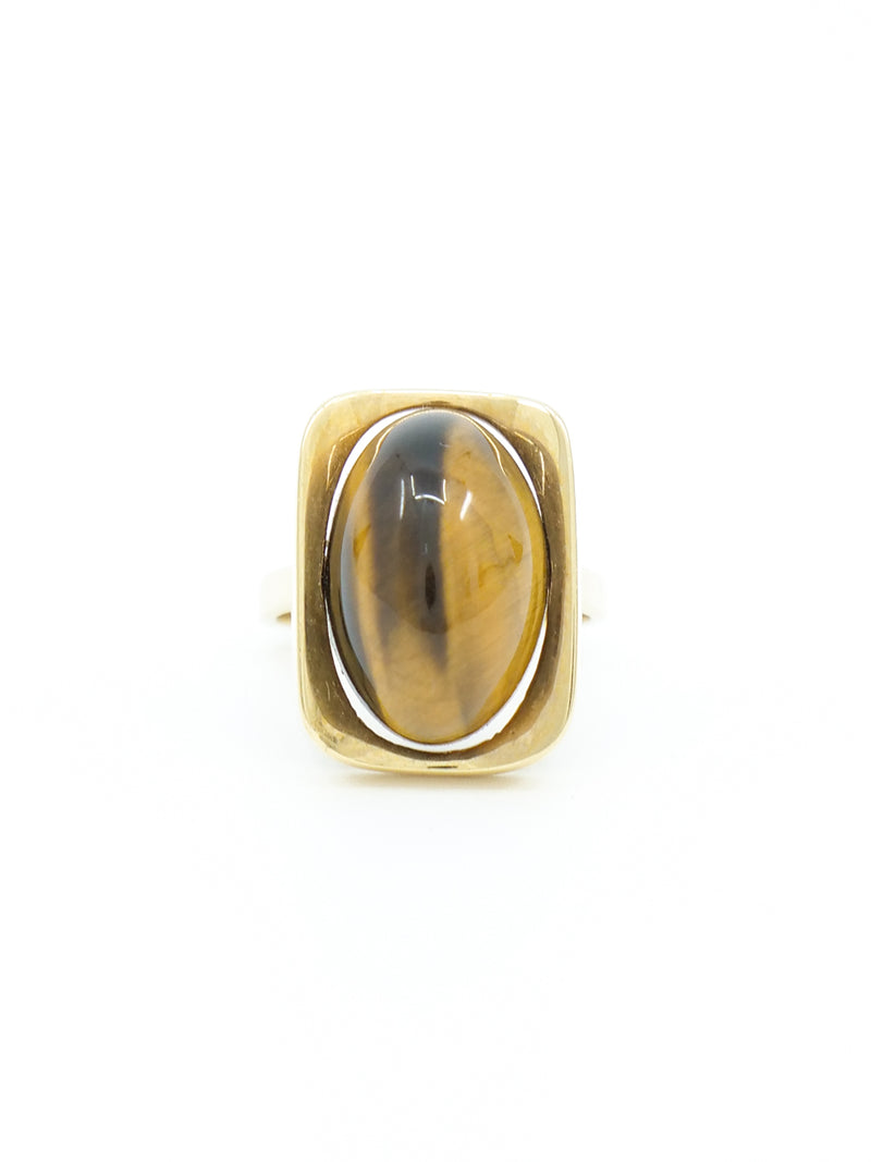 18k Gold Tiger's Eye Cabochon Ring Fine Jewelry arcadeshops.com