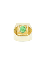 Gold and Jade Crosshatch Signet Ring Fine Jewelry arcadeshops.com