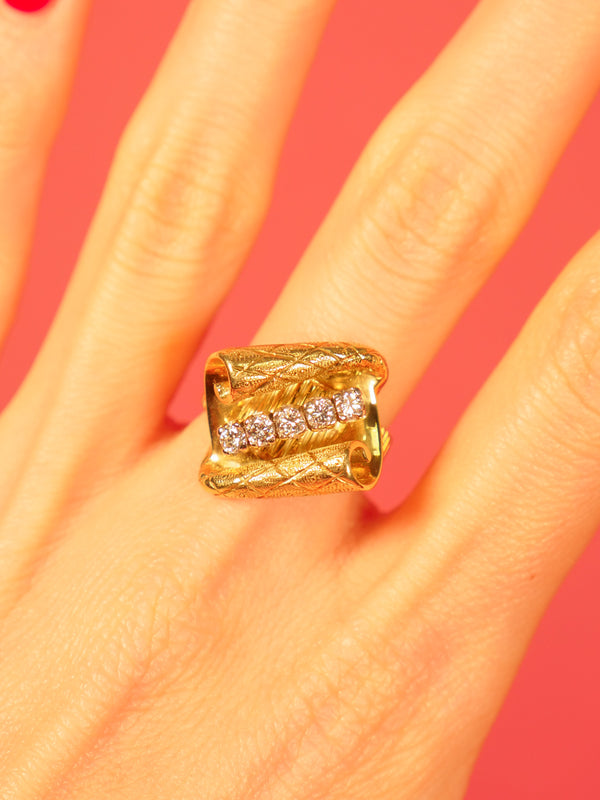 Diamond Accented 15k Gold Scroll Ring Fine Jewelry arcadeshops.com