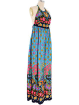 1970's Floral Printed Halter Maxi Dress Dress arcadeshops.com