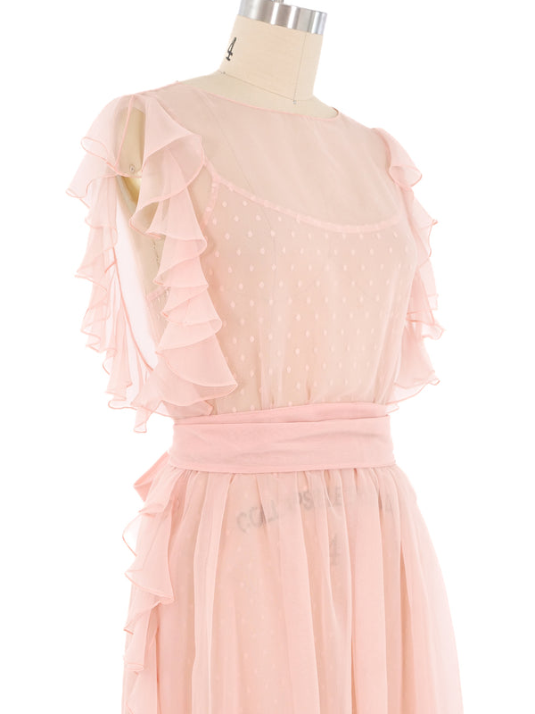 1930's Ruffled Blush Maxi Dress Dress arcadeshops.com