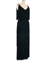 Rhinestone Accented Black Fringe Maxi Dress Dress arcadeshops.com