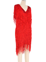 Red Fringed Beaded Dress Dress arcadeshops.com