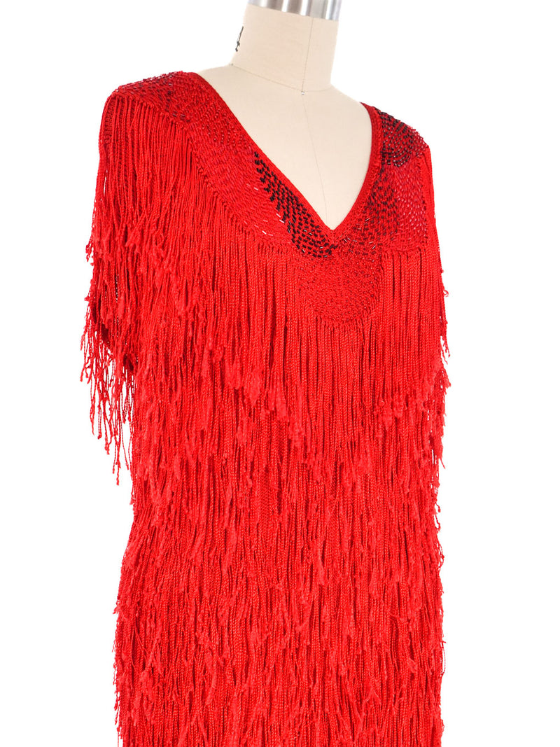 Red Fringed Beaded Dress Dress arcadeshops.com